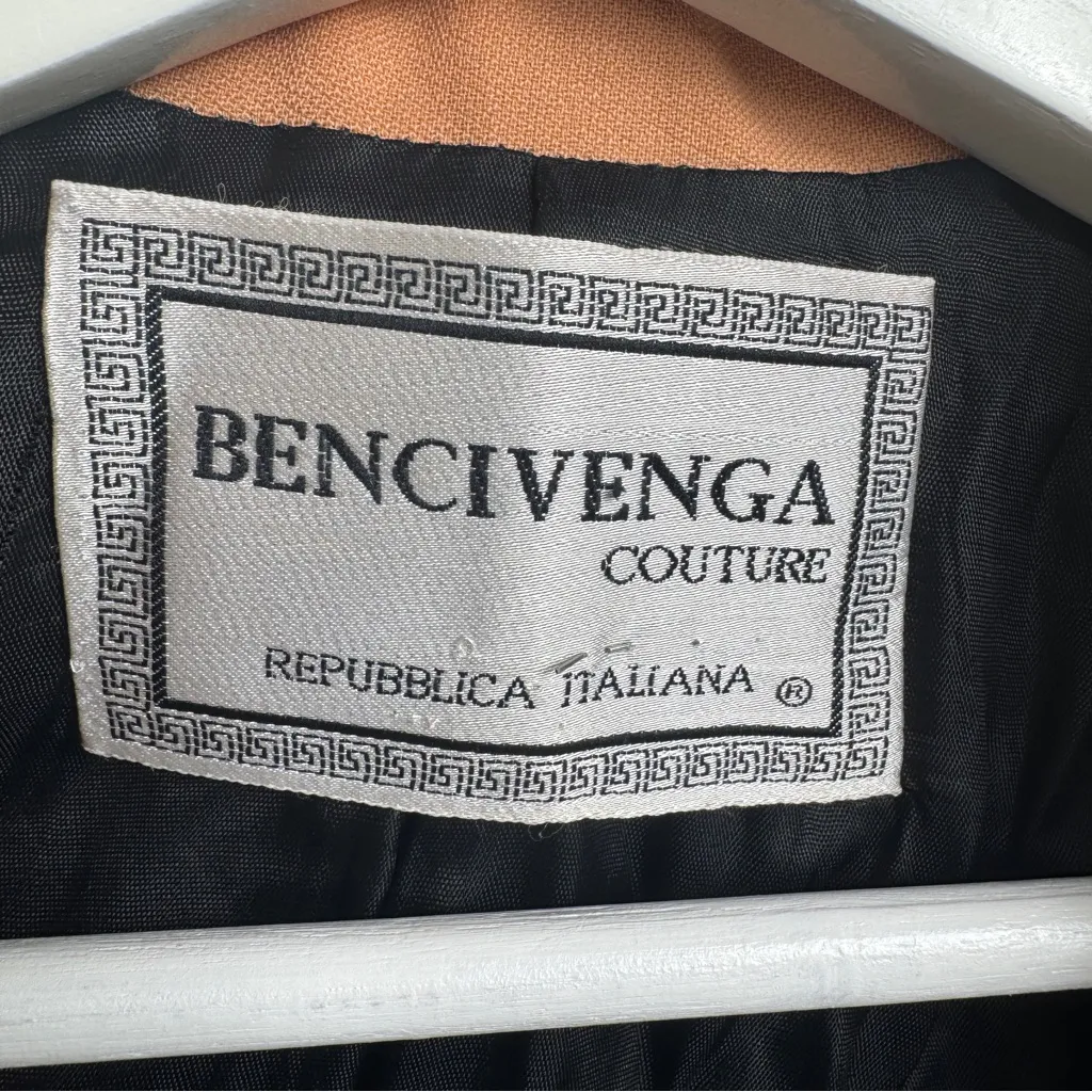 Bencivenga Couture 100% Wool Blazer Made In Italy Size Medium Black - Image 5