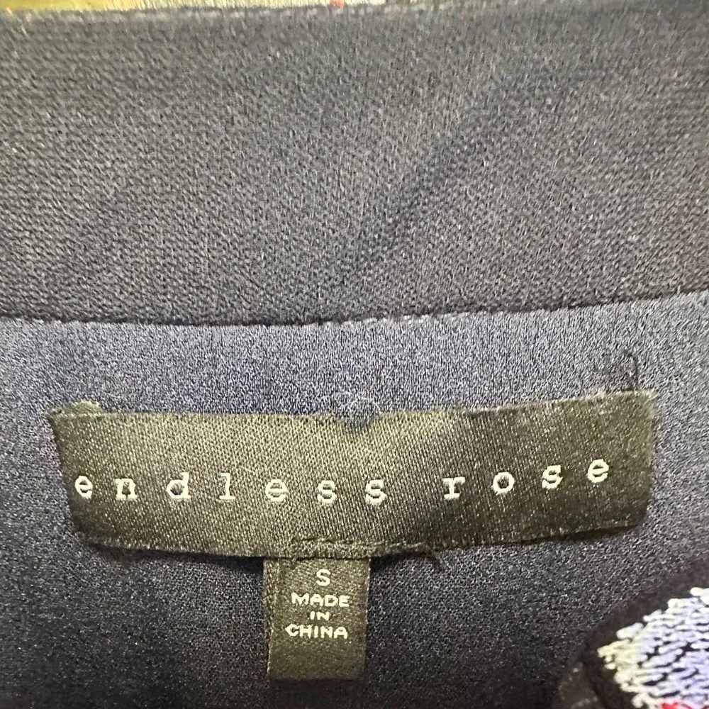 Endless Rose long sheer sleeve navy tie embroidered vneck mini dress - Image 4