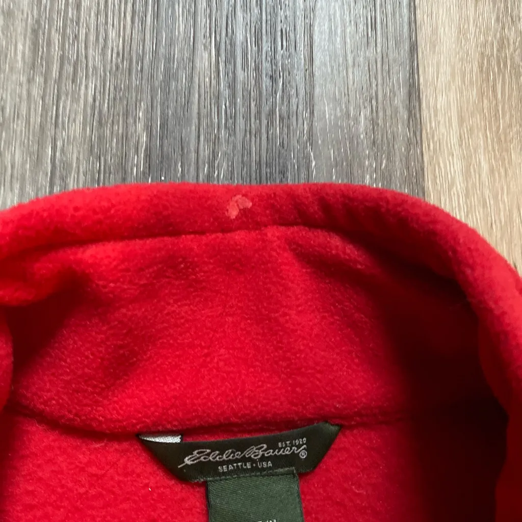 Eddie‎ Bauer Fleece Zip Up Red Vest Medium Cozy Heritage Cabincore Woods Granola - Image 3