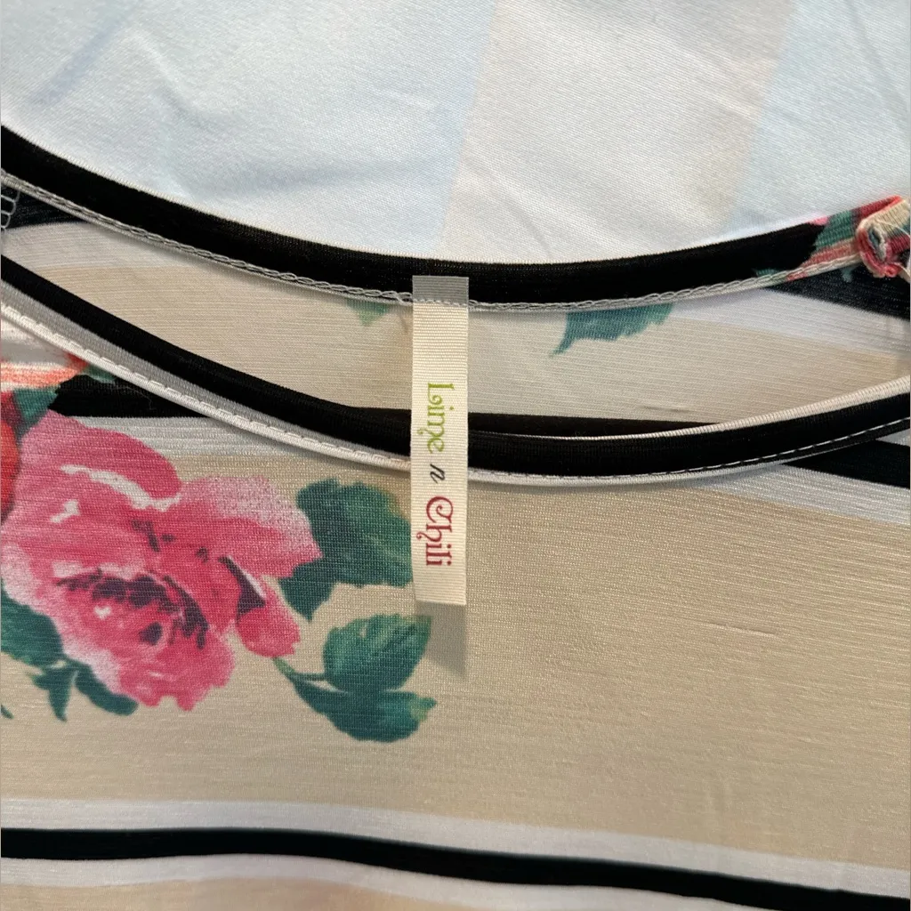 Lime N Chili Floral Striped Top Pink Size M - Image 5