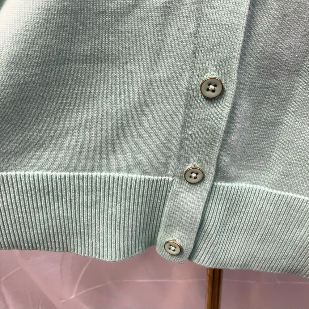 Talbots V-neck Button down cardigan Sweater Women Large Mint Spring Momcore soft - Image 7