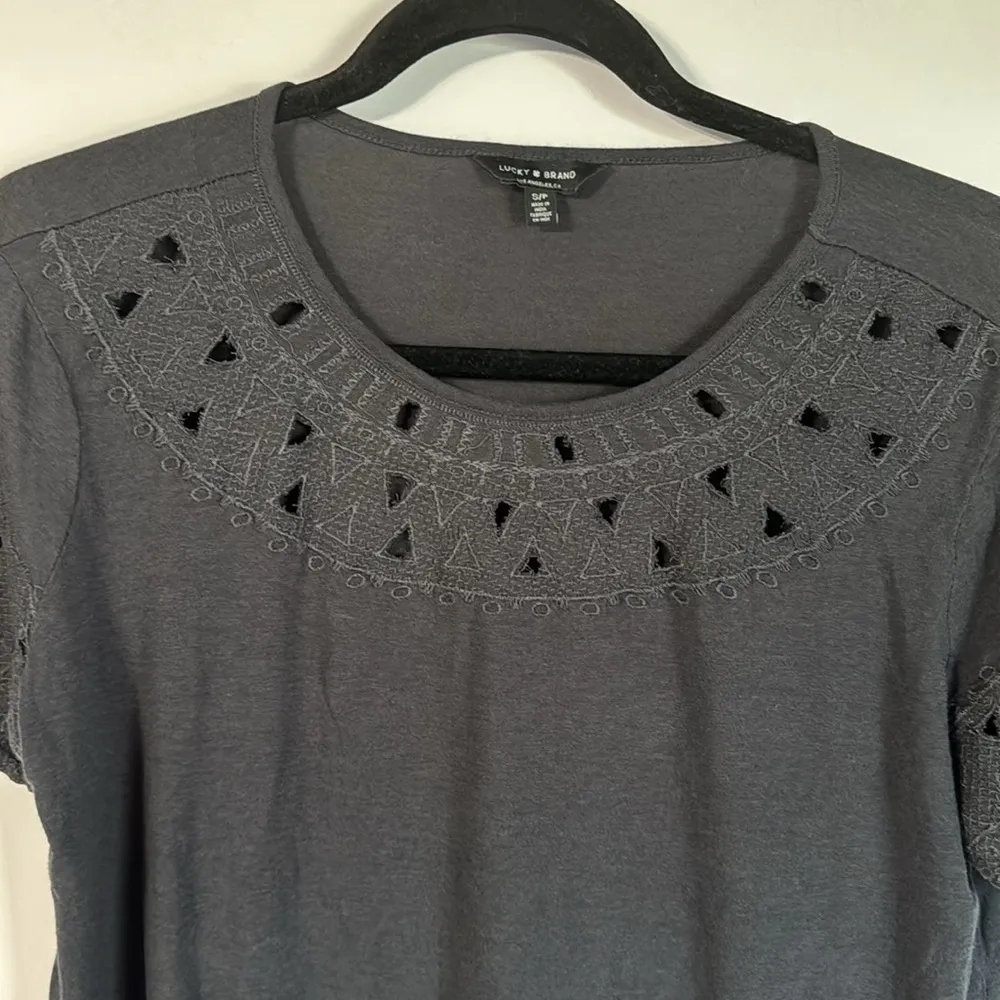 Embroidered Cut Out Top Dark Charcoal Size S - Image 3