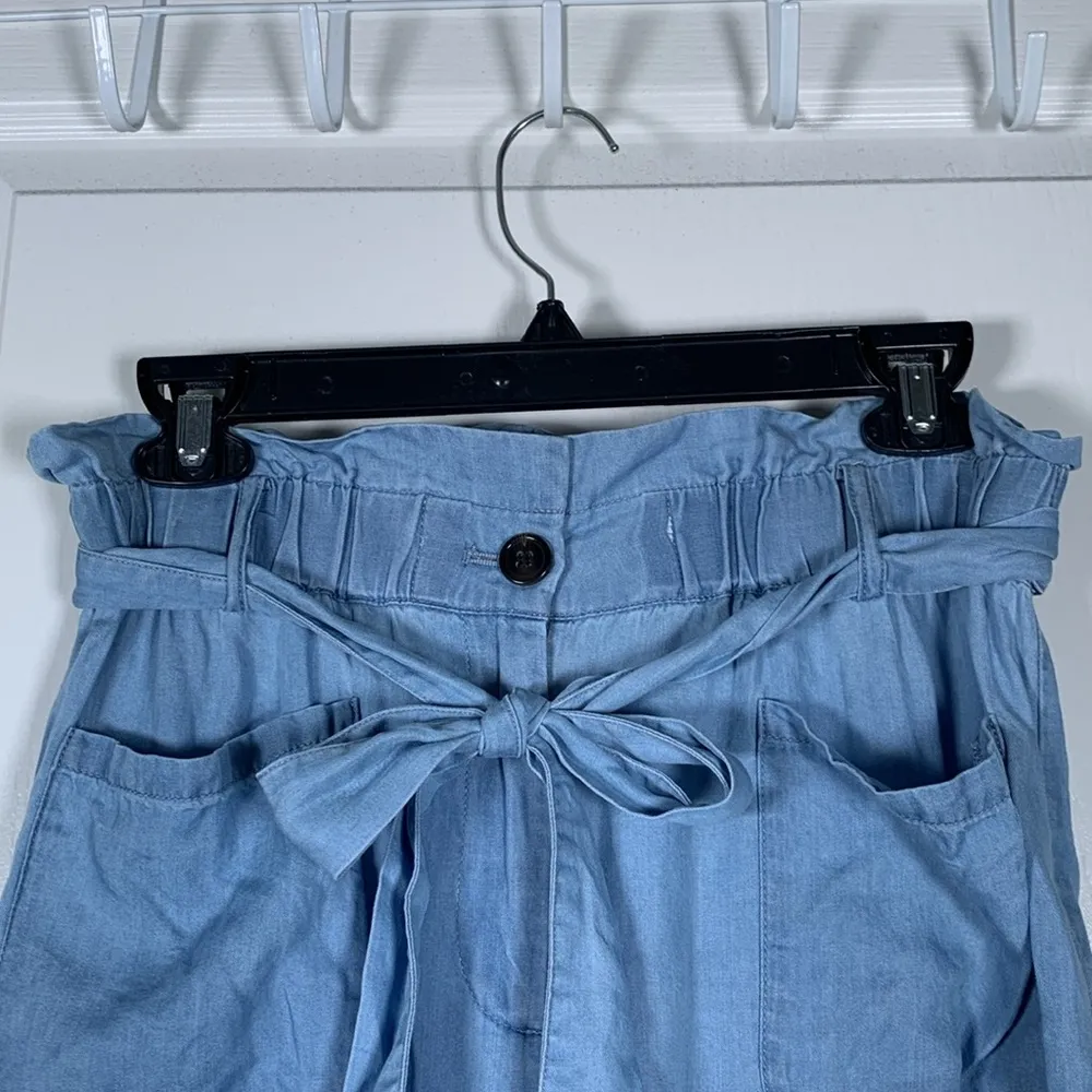 Atelier Reve Light Blue Lightweight Wide Leg Belted Pants Size 6 EUC #DS - Image 2