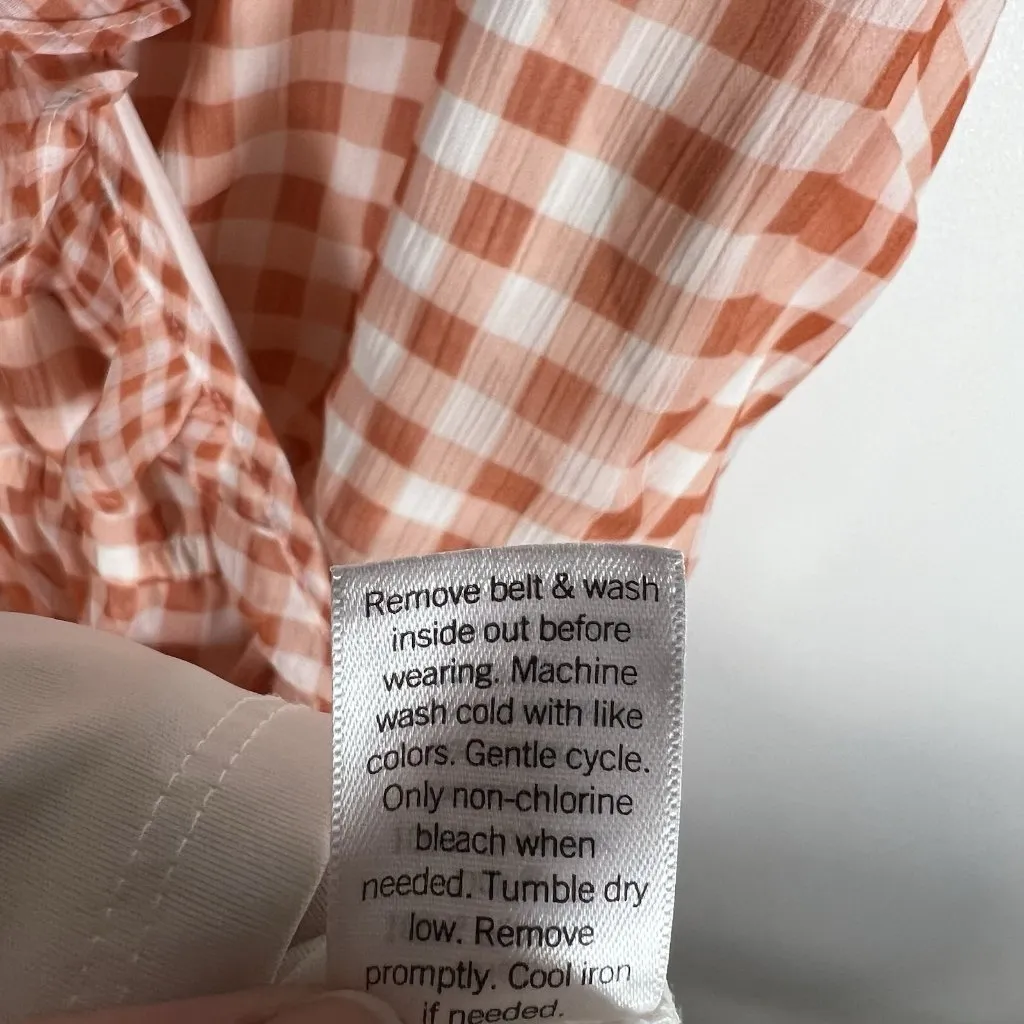 LC Lauren Conrad Fit&flare Dress‎ Orange White Gingham Checkered Ruffle Plus 4X - Image 7