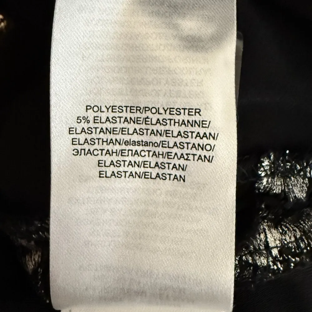 NWT Lauren Ralph Lauren One Shoulder Lace Evening Dress Women's 12 Black Silver - Image 15