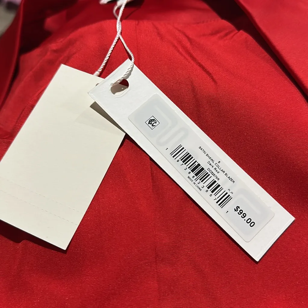 NWT Steve Madden Satin Shawl Collar Blazer Small, DARK RED - Image 5