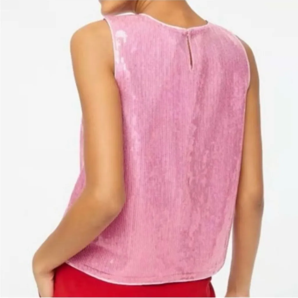 JCREW PINK SEQUIN SWIFTY MERMAIDCORE SLEEVELESS SHELL TOP M Size M - Image 6