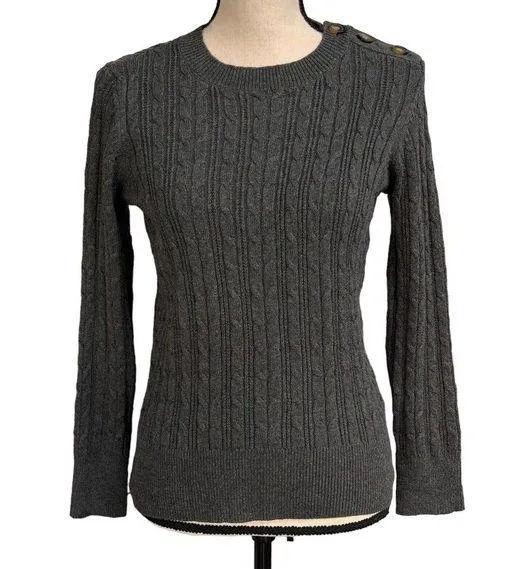 Charter Club Small Sweater Cable Knit Stretch Long Sleeve Pullover Crew Neck New - Image 1
