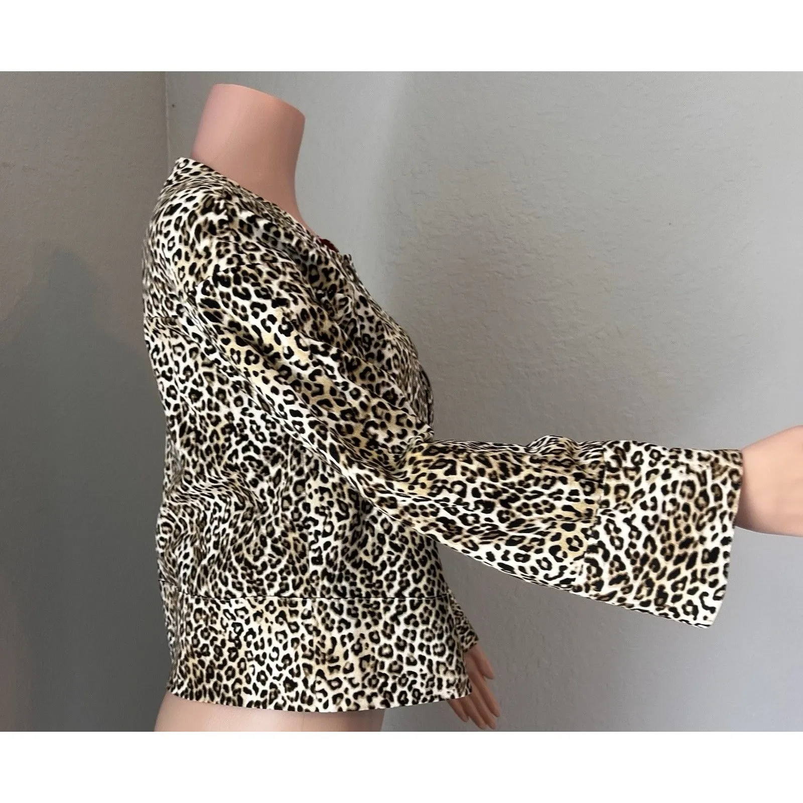 Chico's Cheetah Leopard Button-Up Jacket Womens Size 1 Mature Chic Classic #2 - Image 9