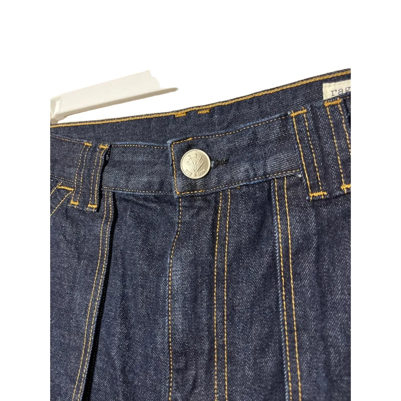 Rag Bone Dark Wash Wide Leg Baggy Fit Front Patch‎ Pockets Jeans Size 30 - Image 4