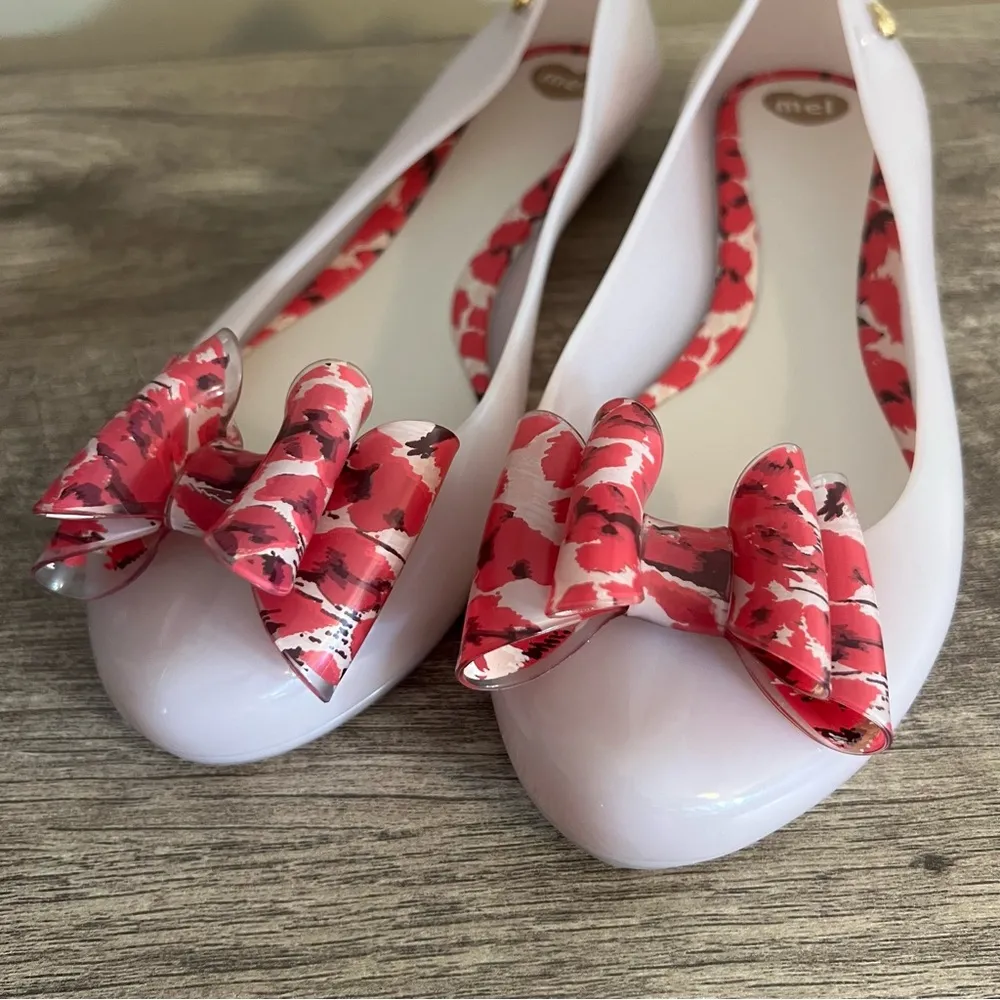 Mel Dreamed by Melissa Pop VII Bow Flats Shoes Women’s Size 8 PVC Flexible Scent - Image 2