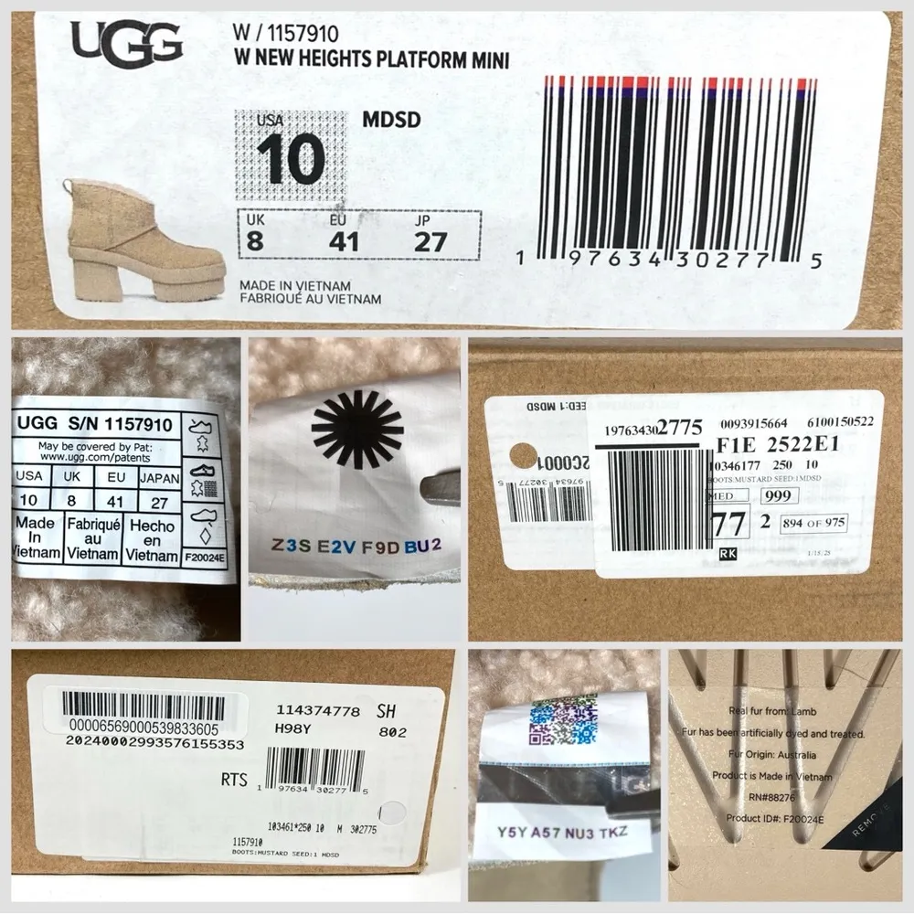 UGG Mini New Heights Chunky Platform Boots Mustard Seed Size 10 NEW - Image 14