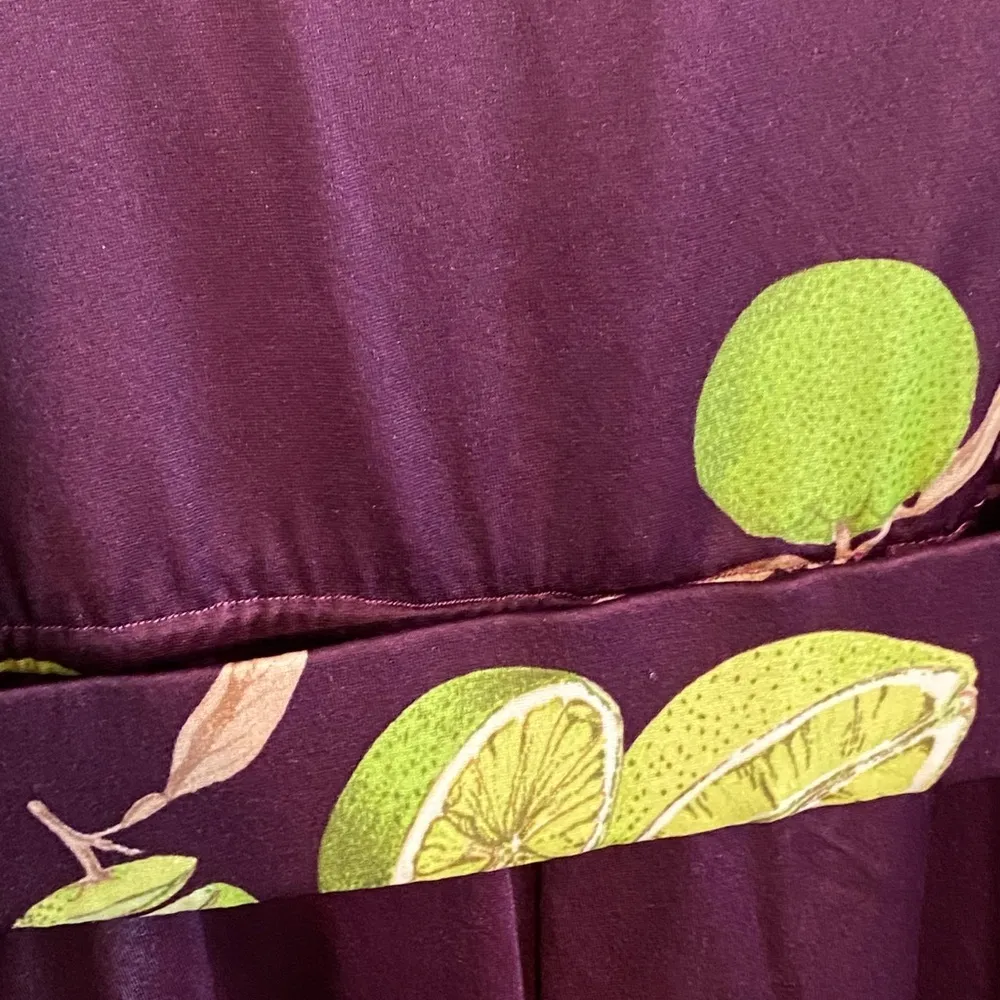 Vintage 70s 80s Bullocks long sleeve midi Purple Dress with Lime Accents Size 12 - Image 10