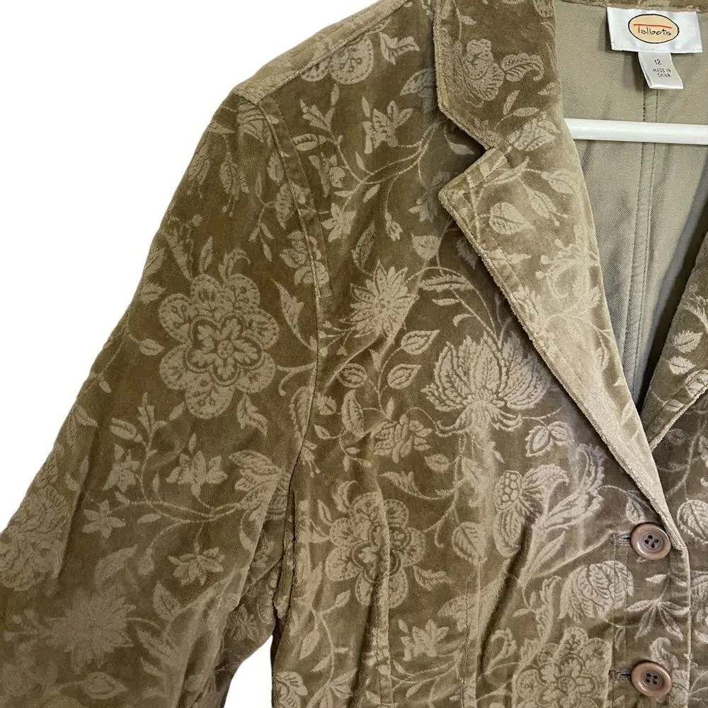Talbots texturized floral blazer size 12 100% cotton - Image 2