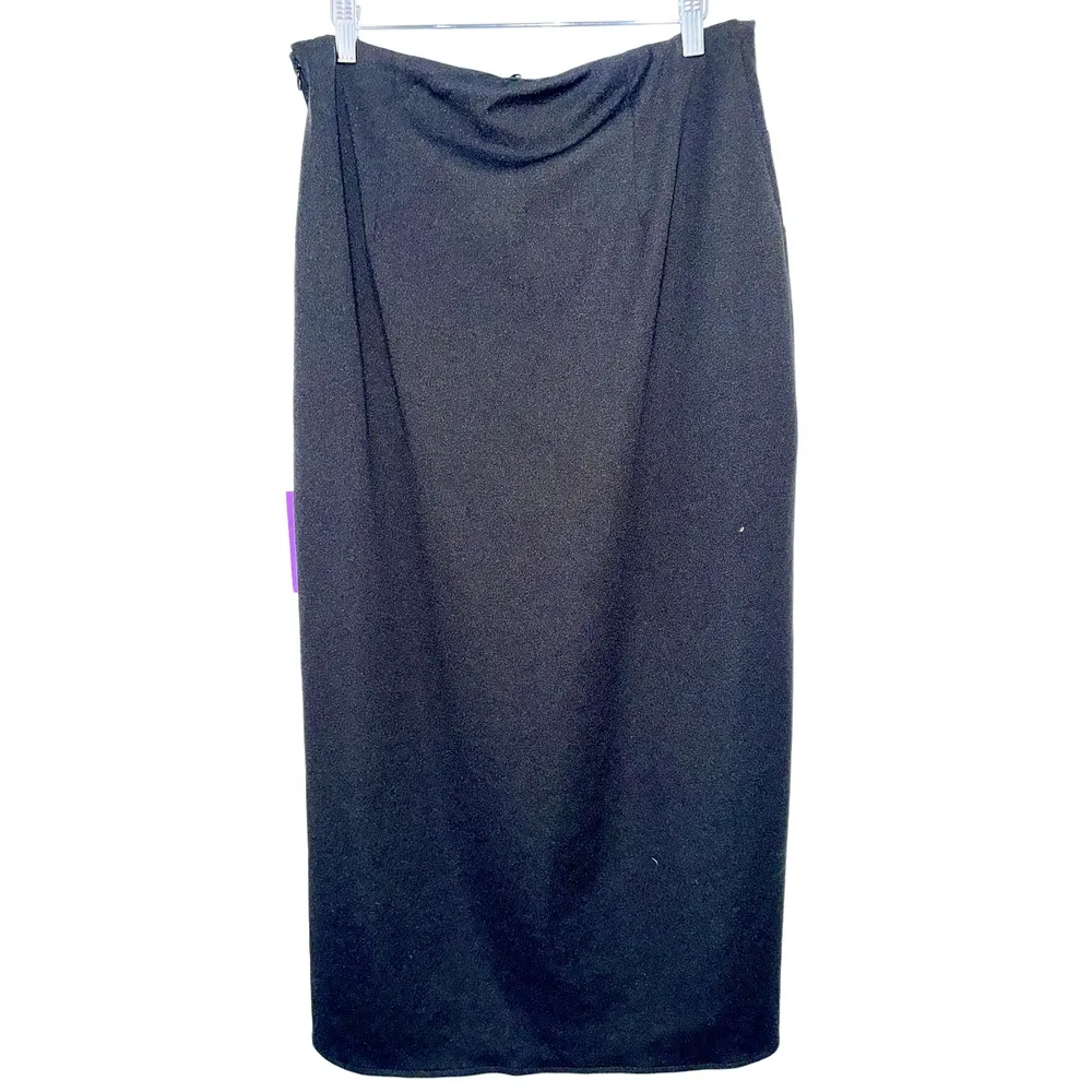 Abercrombie & Fitch Black Drape Front Pencil Skirt Midi Skirt Womens Size Large - Image 2