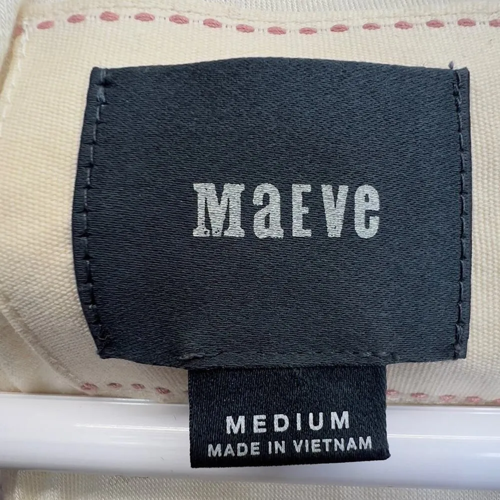 Anthropologie Maeve Floral Long Sleeve Mini Dress Cream M Swing Bell Sleeve - Image 2