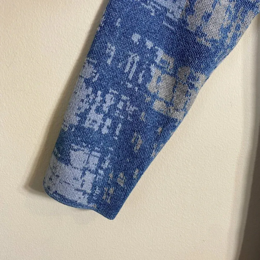 NWOT J. Jill Pure Jill Indigo Abstract Knit Cardigan Sweater Womens XS Blue Cozy - Image 10