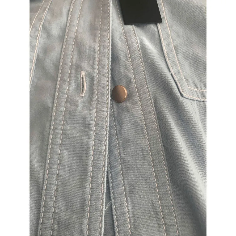 Donna Karan New York Belt sleeveless dress denim in light blue size M - Image 9