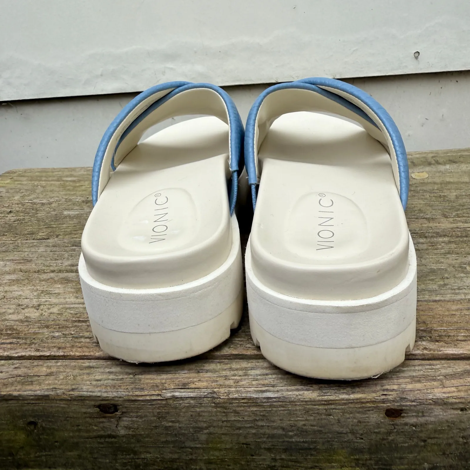 Vionic Vesta Platform Lug Sandals Blue Shadow Slides Size 8 - Image 4