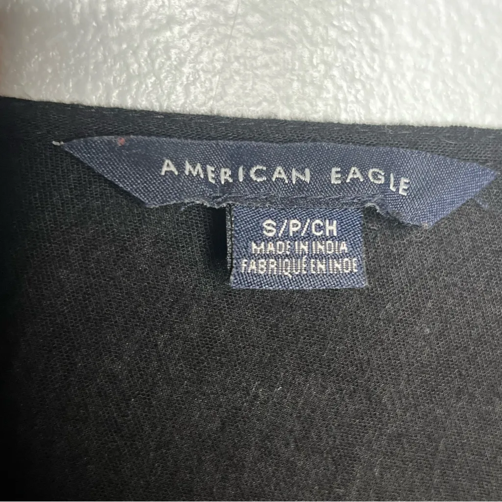 American Eagle Black Boho Embroidered Peasant Blouse Long Sleeve Size S - Image 4