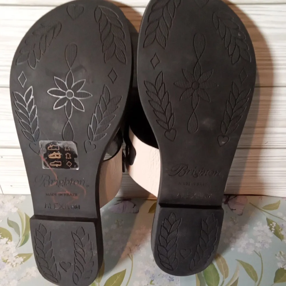 Brighton Alexa Thong Womens Sandals Black N White Size 6M - Image 4
