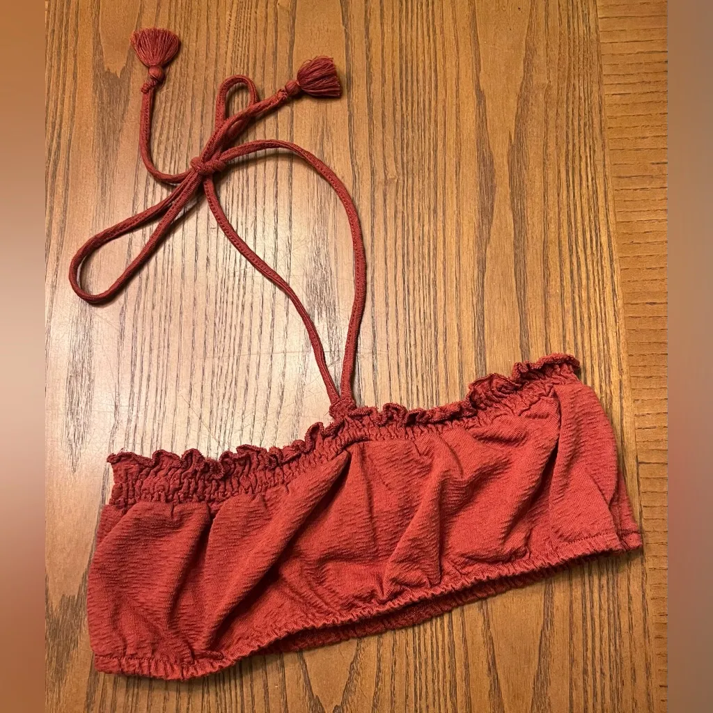 Free People Beach Don't‎ Kill My Vibe Bronzer Brown Halterneck Bandeau Top XS - Image 6