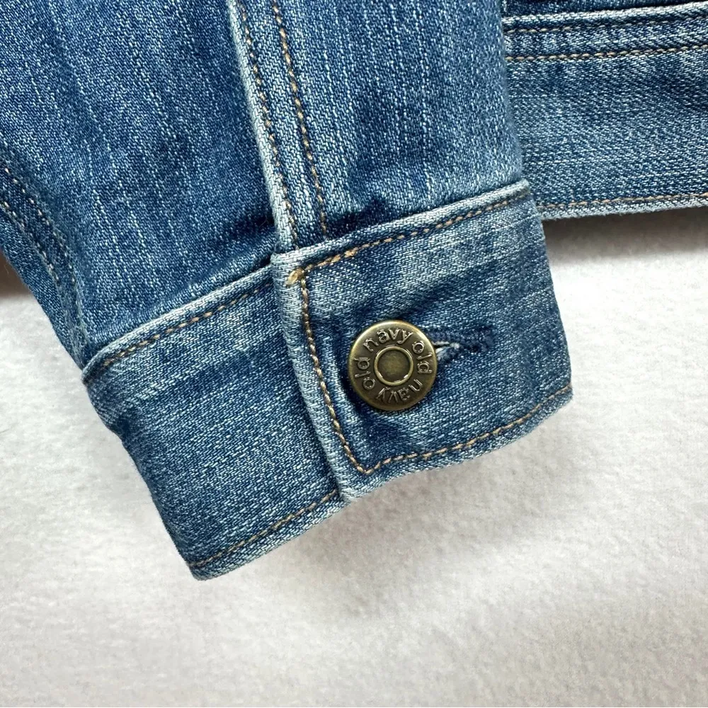 Old Navy Denim Jean Jacket Women's 1X Plus Blue Medium Wash Pockets Stretch - Image 4