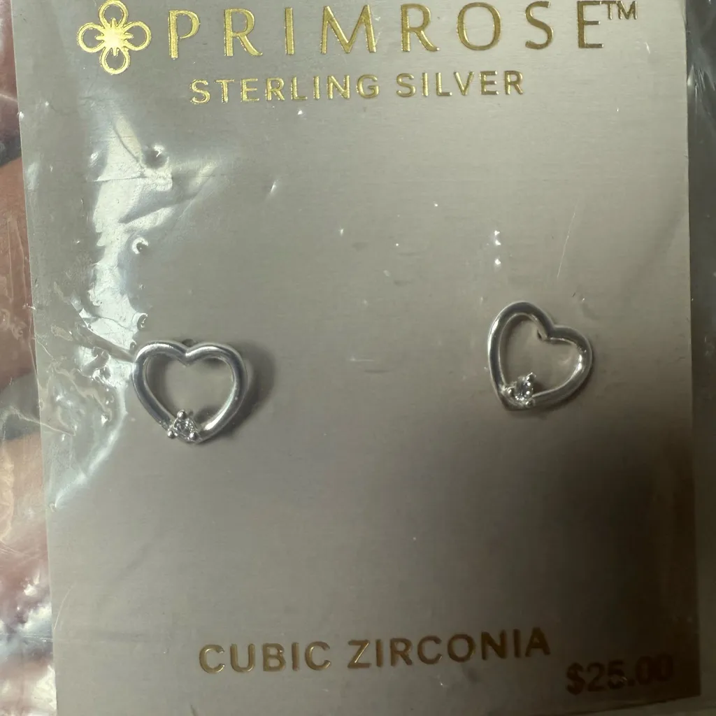 Primrose Sterling Silver Cubic Zirconia Heart Earrings - Image 2
