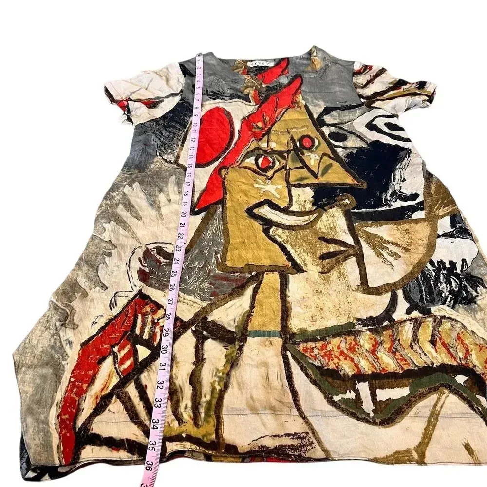 SYFS THC Women's XL Abstract Art Short Sleeve Dress Multicolor Casual - Image 6