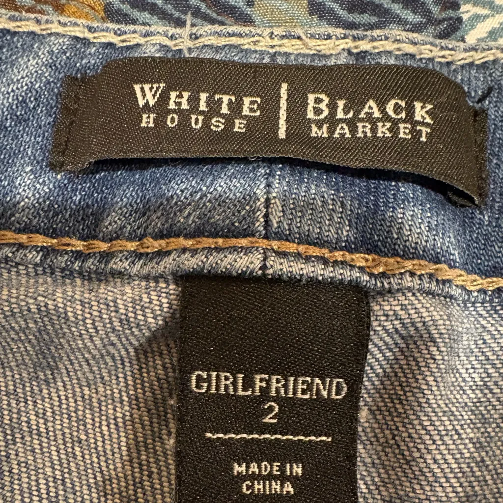 White House Black Market The Girlfriend Jeans Size 2 Skinny Stretch Distressed - Image 5