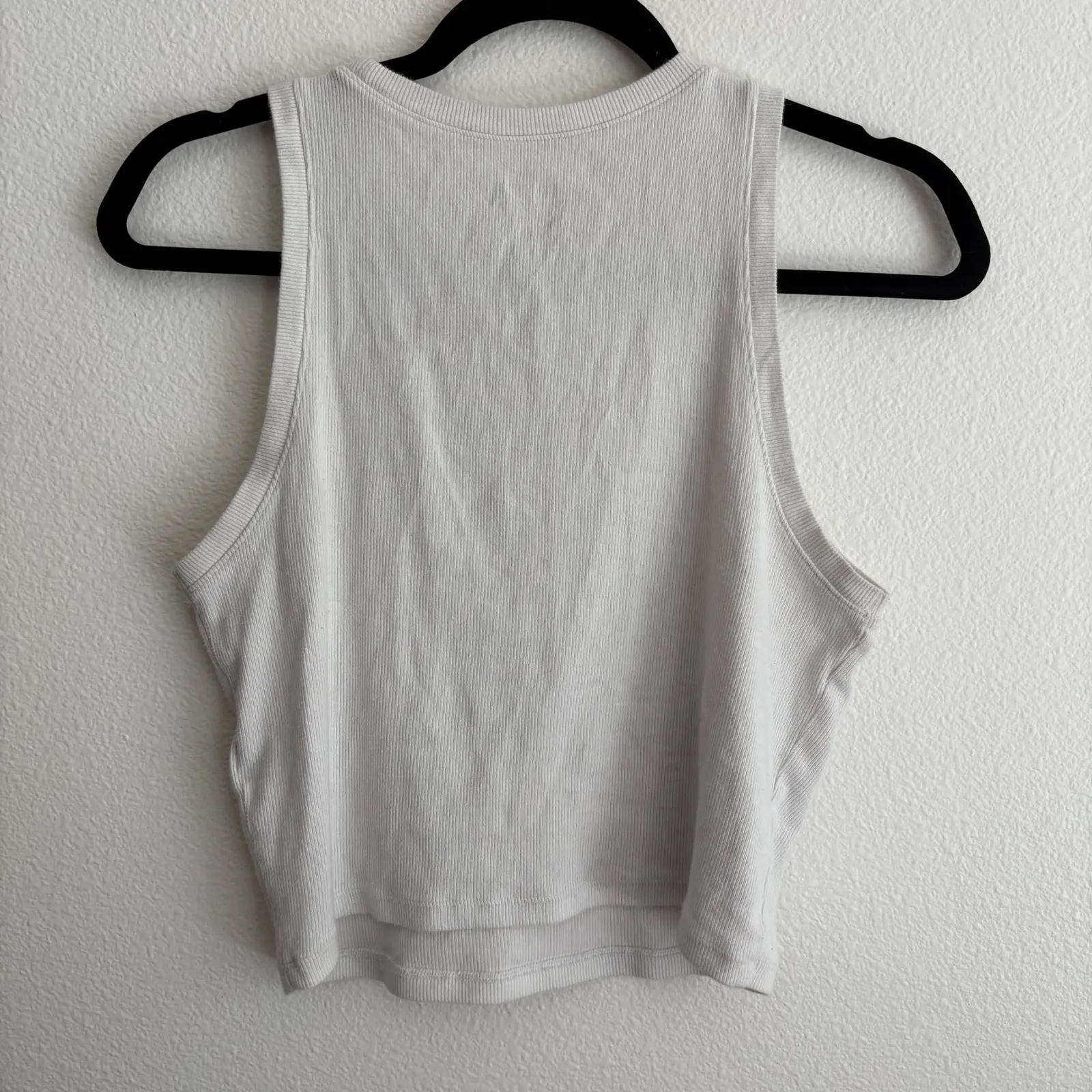 Hollister White Ribbed High Neck Tank Top Sleeveless Casual‎ Basic Fitted - Image 8
