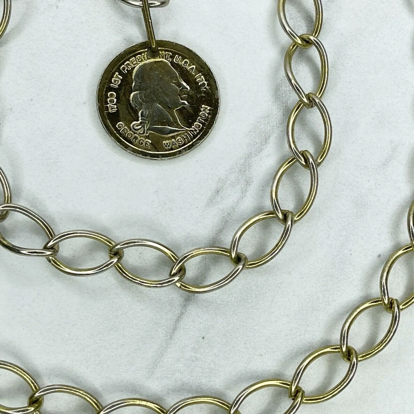 Gold Tone George Washington Coin Chain Link Belt Small (S) ✨ - Image 5