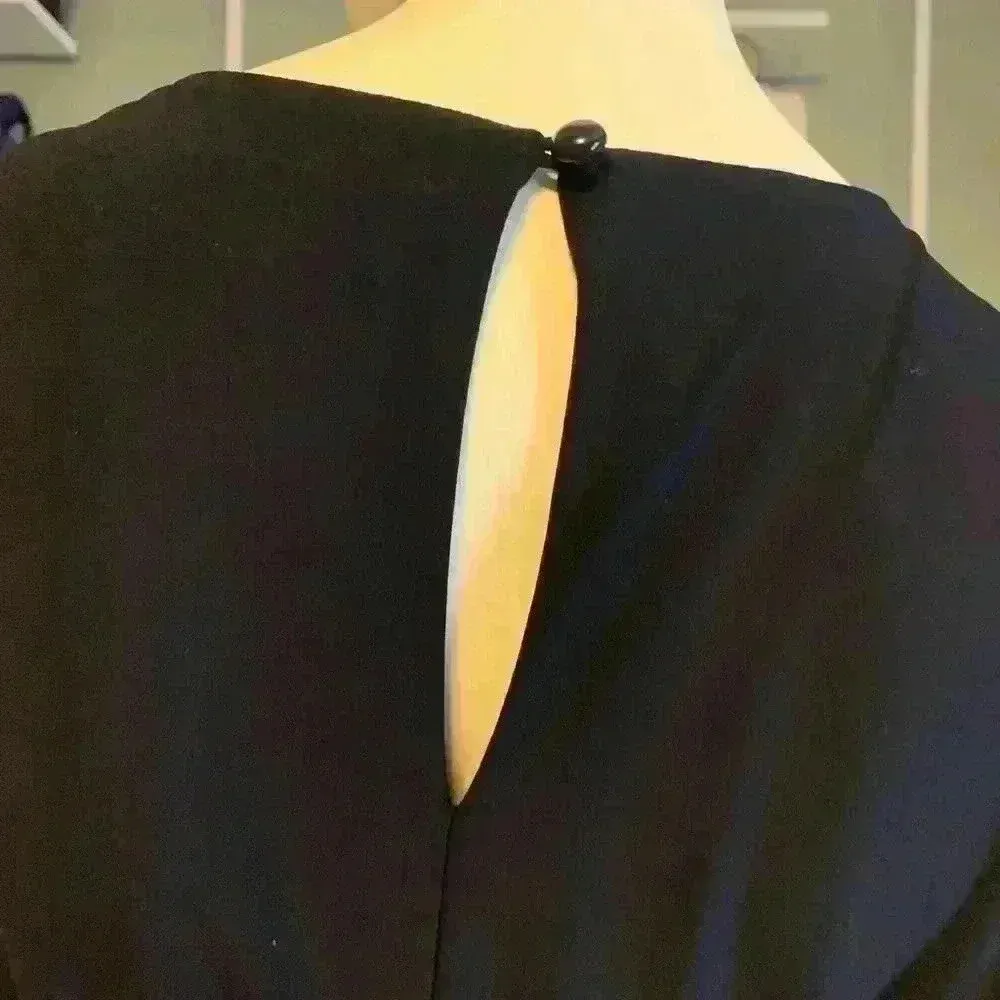 Emma &amp; Michele Ruffled Peplum Jumpsuit Sleeveless Navy Blue Sz Large. B16 - Image 7