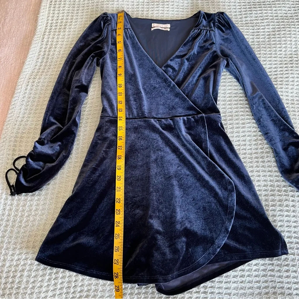 Urban Outfitters Velour Romper Skort Womens XS Extra Small Navy Dress Outfit - Image 12