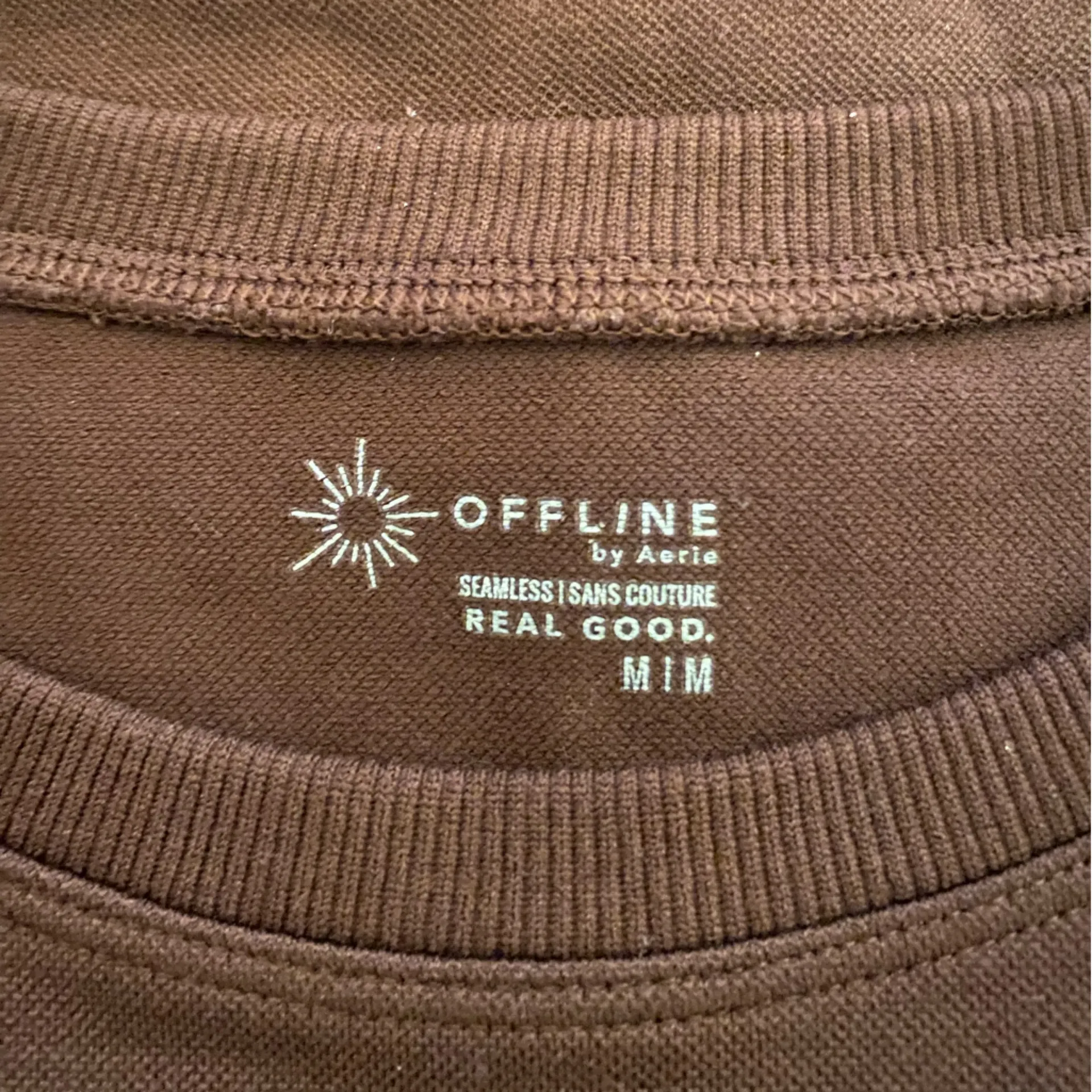 Aerie Offline Mocha Brown Athleisure Sidewalk Seamless Crop top T-Shirt size M - Image 9