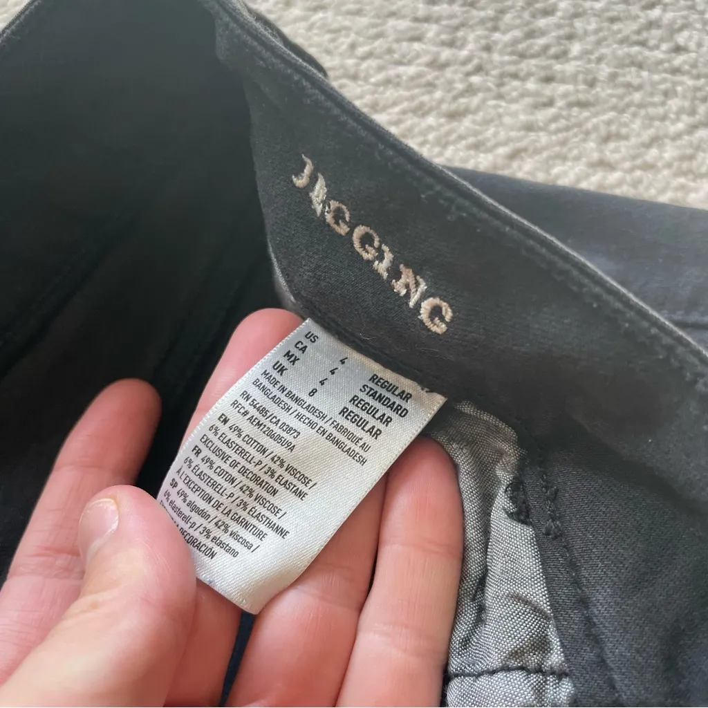 American Eagle Black Denim Ripped Knee Jegging Skinny Mid Rise Jean 4 - Image 3