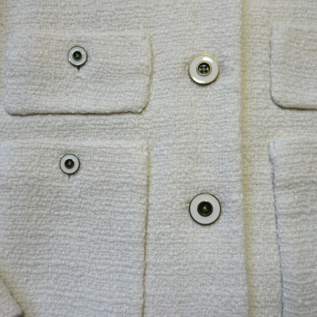 NWT J.Crew Lady Jacket in Ivory Maritime Tweed Collarless Wool Blend 6 - Image 4