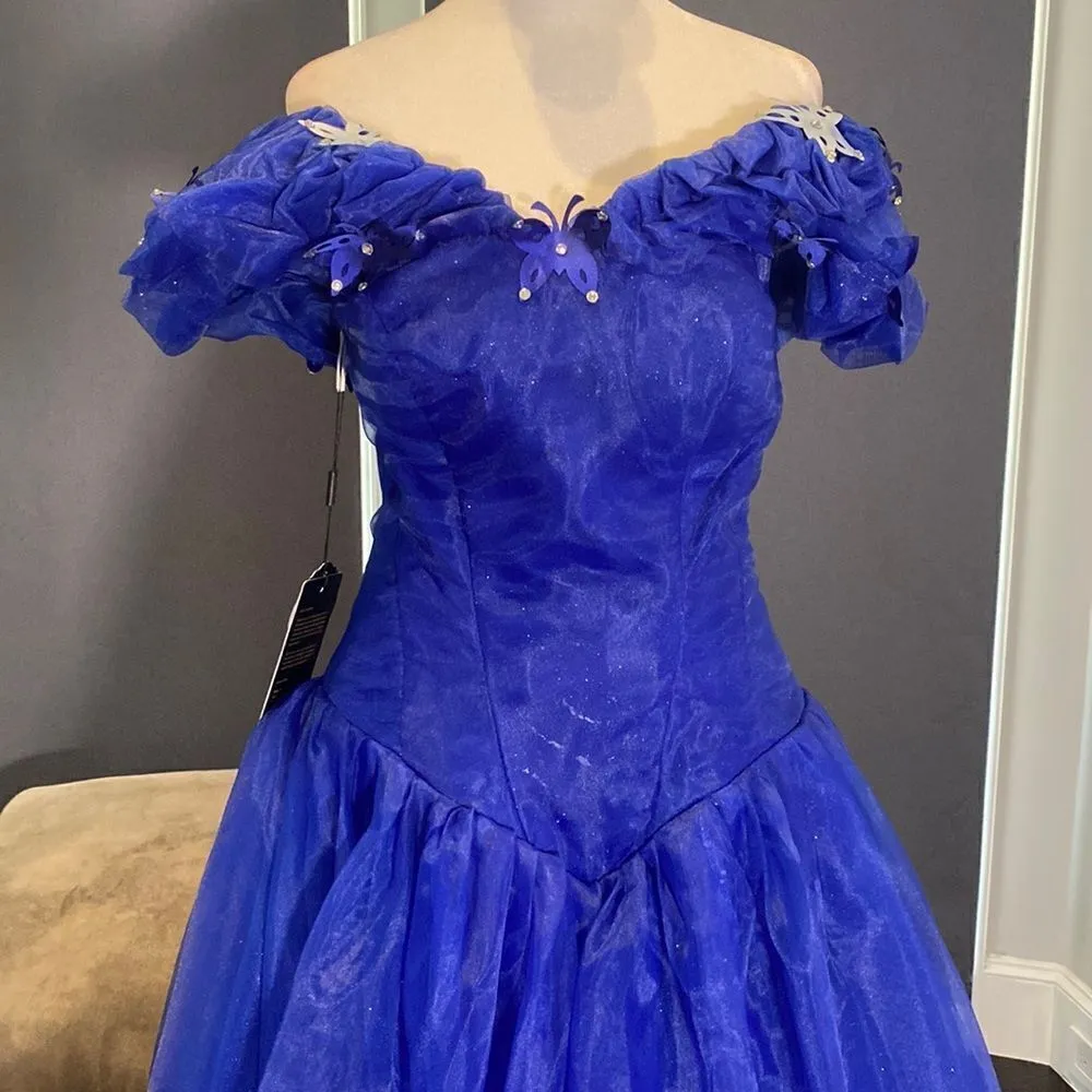 Women’s Blue Fairy Tale Prom Party Dress Butterflies Corset Back Size 16 NWT Blue - Image 2