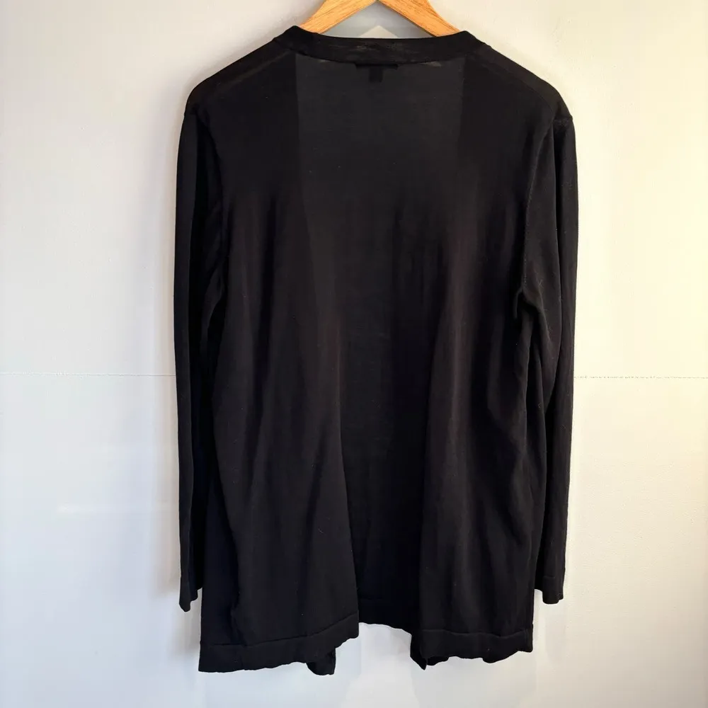 COS Black Long Length Open Front Cardigan Sweater - size Large - Image 3