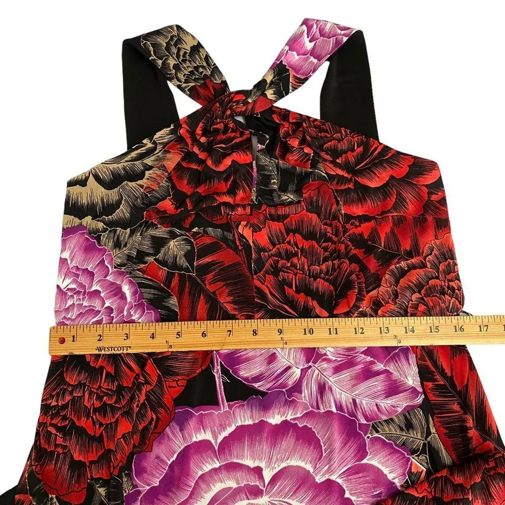 T Tahari Floral Halter Crisscross Neckline Women’s Dress 10 Side Slit Mod Praire - Image 10