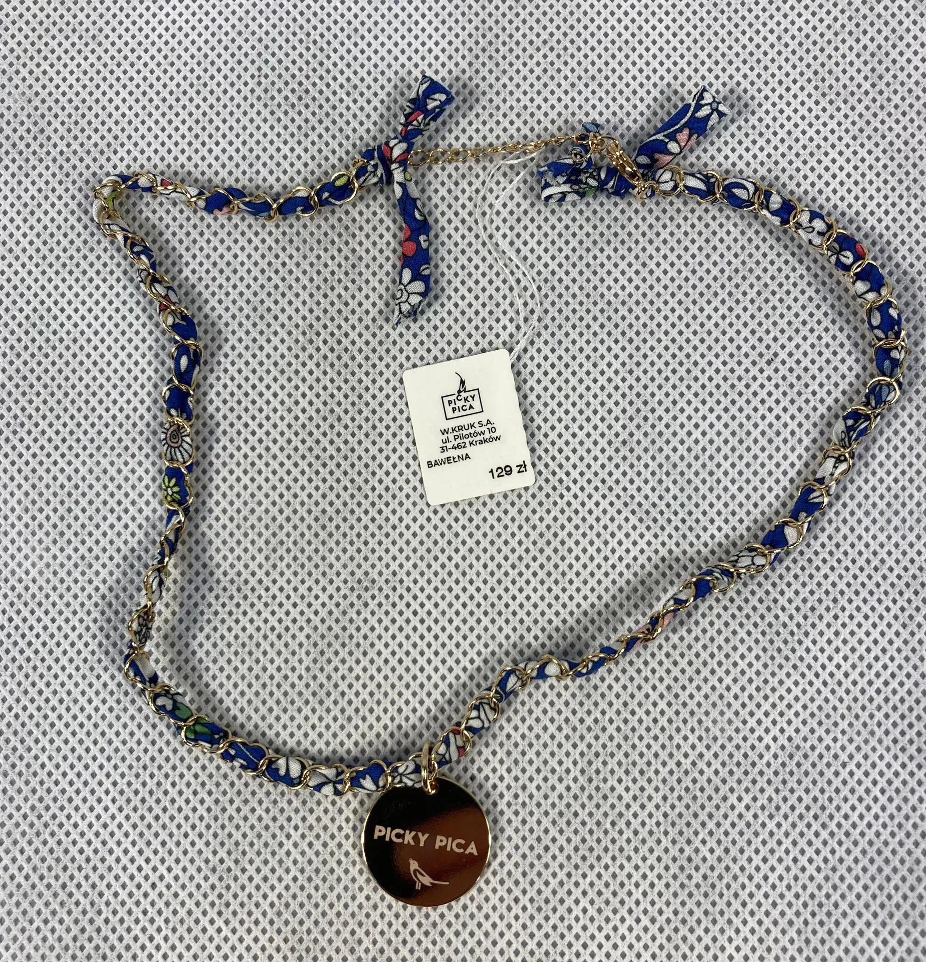 Picky Pica NWT  Necklaces Mix of Cotton fabric, Silver Chain and Brass Plate - Image 2