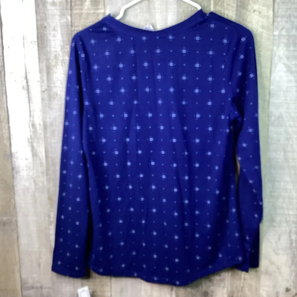 Jaclyn Intimates Size Small Navy Blue Long Sleeve Henley Crewneck Top w/… - Image 2