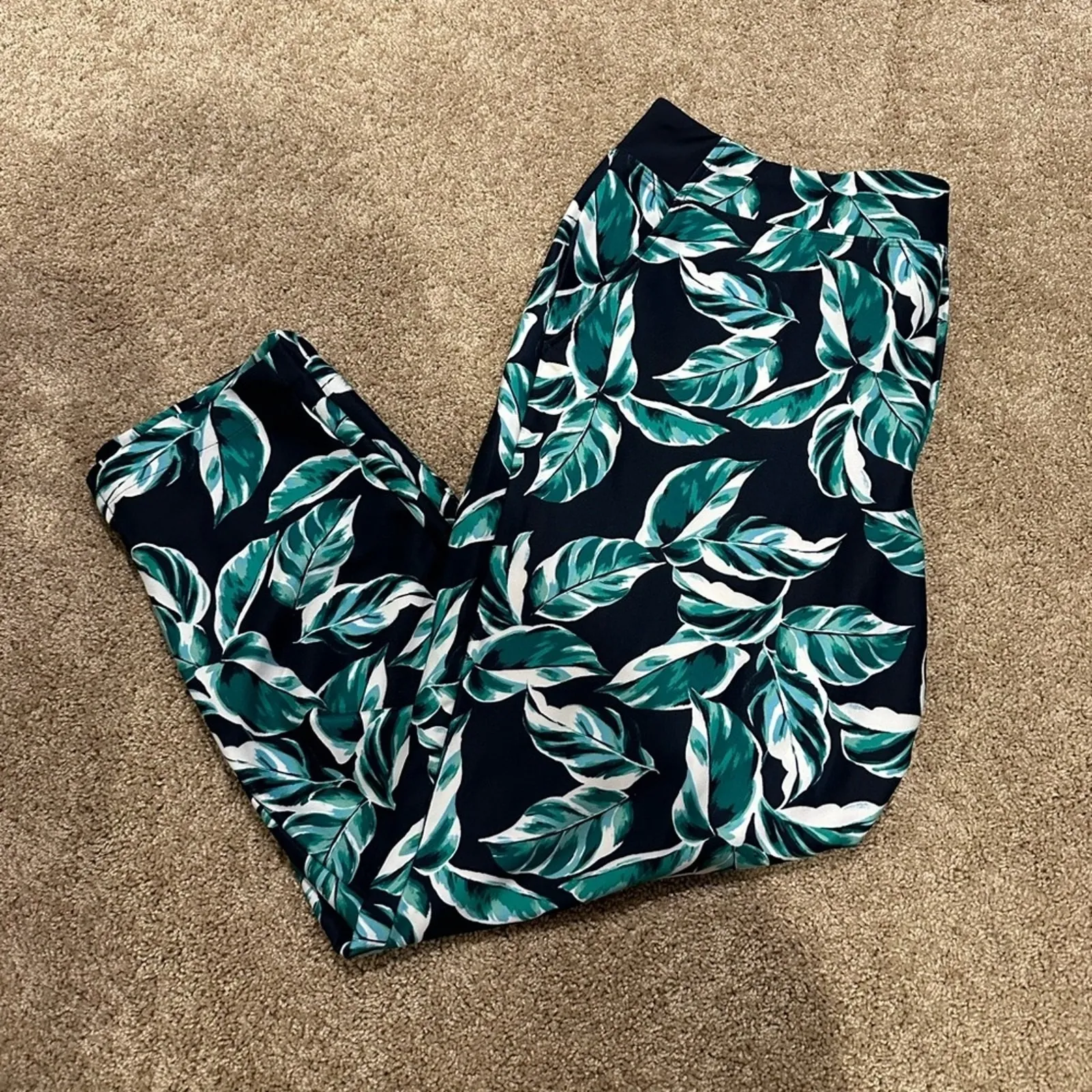 Tommy Bahama Everyday Active Pull On Green Leaf Ankle Pants Size XL - Image 2
