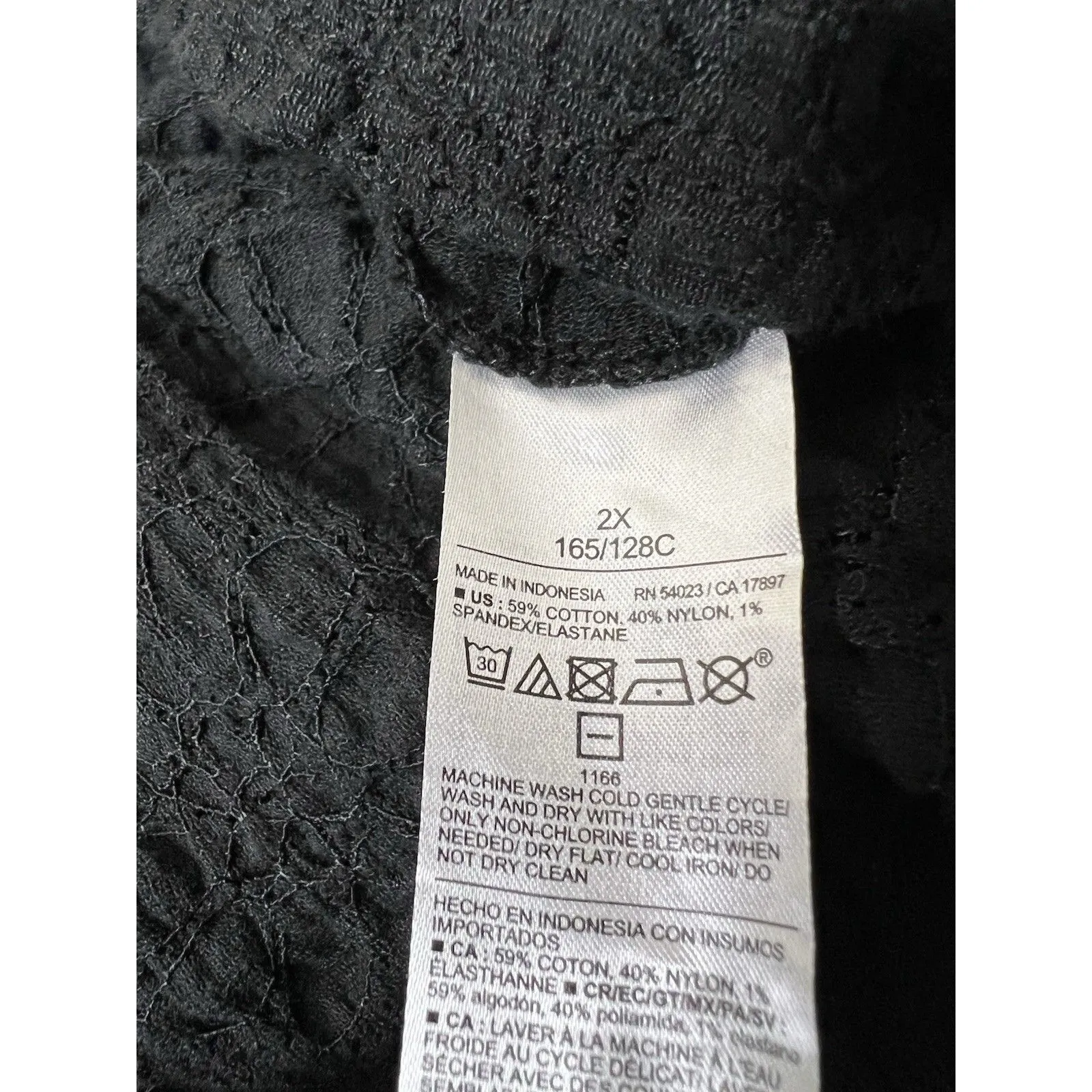 Old Navy Top Womens 2X Black Puff Sleeve Lace Textured Babydoll Square Neck - Image 8