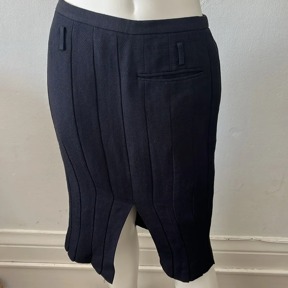 Undercover Jun Takashi Navy Blue Straight Pleated Linen Viscose Pencil skirt 2 - Image 7