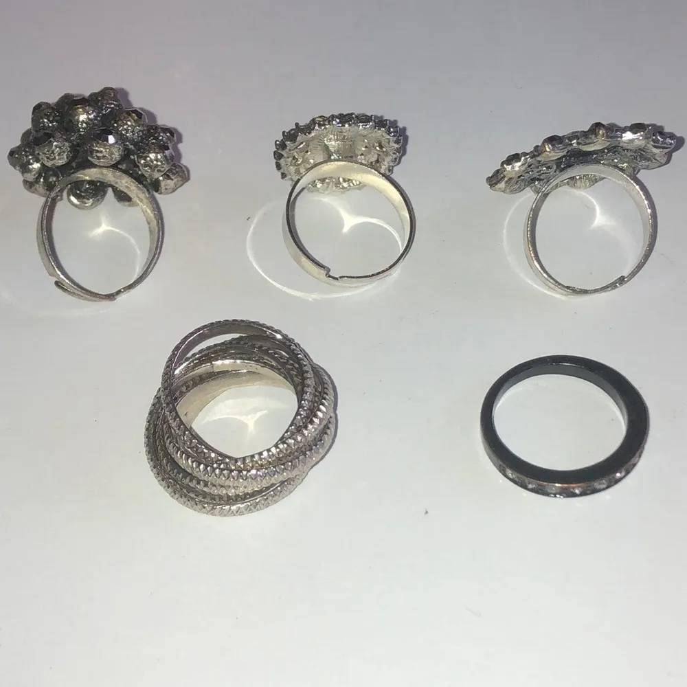 5 Rings Adjustable & Sizes 6 & 8 Vintage Boho Statement Rings - Image 9
