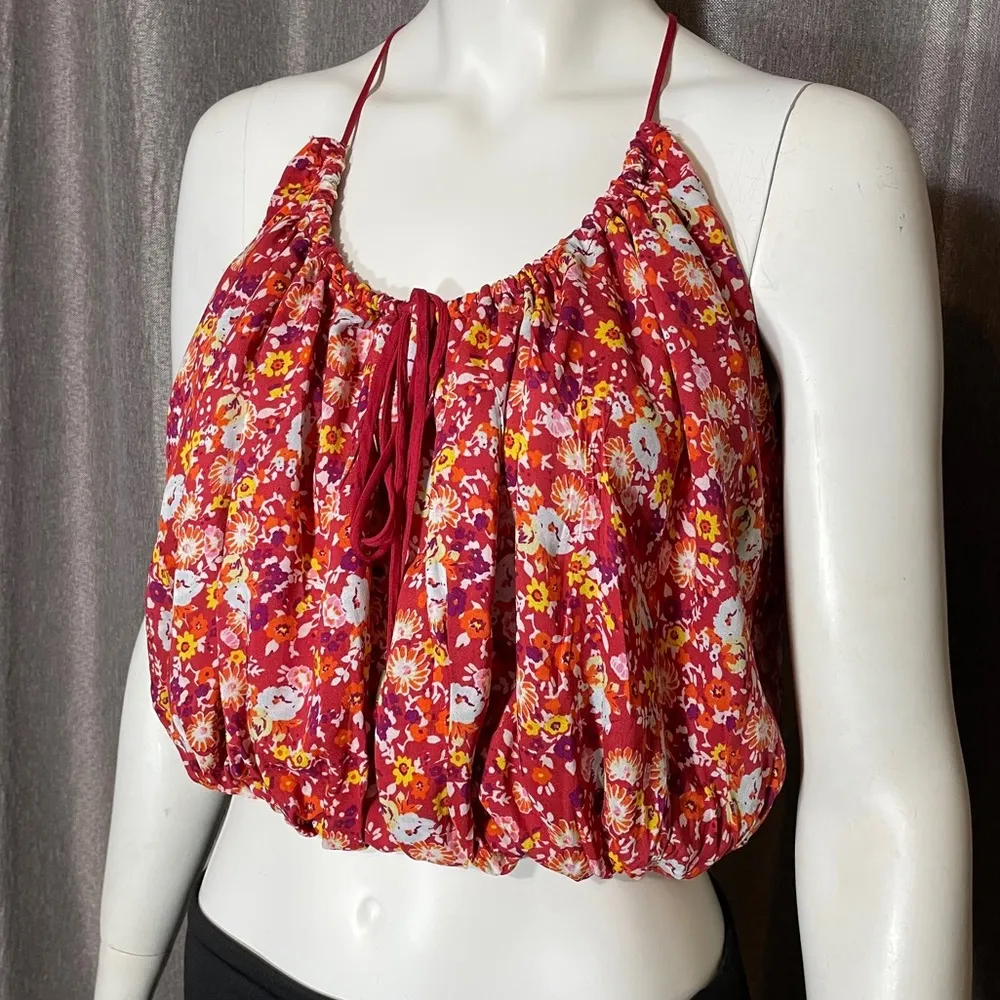 Free People Daisy Floral Babe Flowy Red Tank Top - Image 4