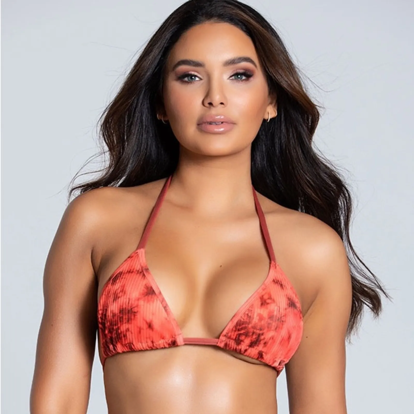 Yandy Two Piece Tie-Dye Bikini Two Piece Set Coral Orange Swimwear NEW - Image 2