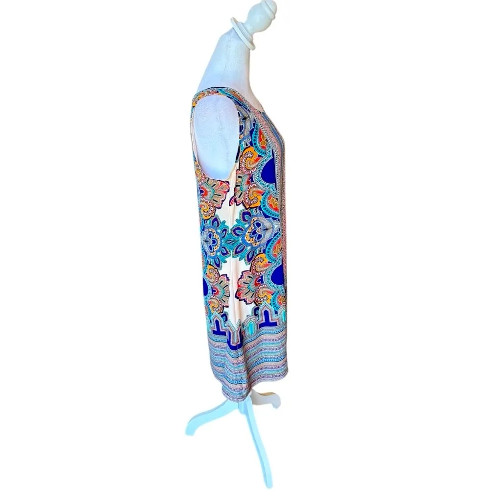 Artisan NY Sleeveless Lined Tunic Dress Paisley Moroccan Boho Print Womens 8 NWT - Image 4