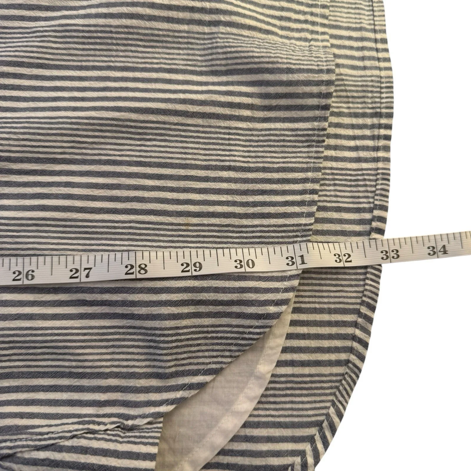 MADEWELL Blue & White Striped Off-Shoulder Shirt Dress XS Cotton Lined Nautical - Image 15